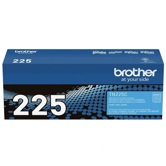 Brother Genuine High Yield Toner Cartridge, TN225C, Replacement Cyan Toner, Page Yield Up To 2,200 Pages