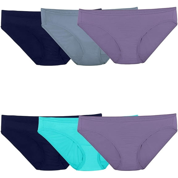 Fruit of the Loom womens Microfiber Panties Regular & Plus Size bikini underwear, - 6 Pack Assorted, 5 US