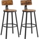 thumbnail image 2 of VASAGLE Taburete Alto, Juego de 2, Taburetes Altos de Cocina, con Respaldo, Estructura de Acero, Asiento de 73 cm de Altura, Fácil Montaje, Estilo Industrial, Marrón Rústico y Negro, 2 of 5