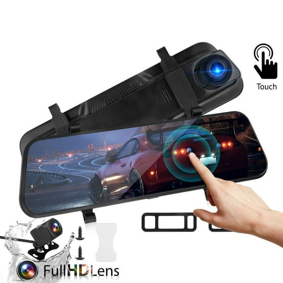 Car D Dash Cam 10 inch Full-Screen Dual-Lens Video Recorder Night Vision G-Sensor Black
