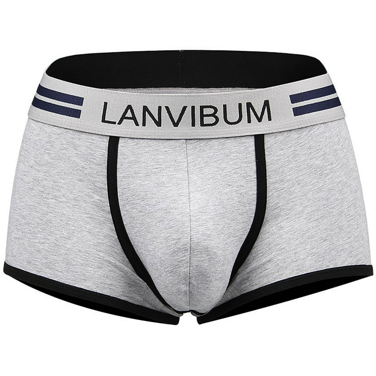 Men's Mid Rise Boxers Shorts Underwear Cotton Bulge Pouch Trunks