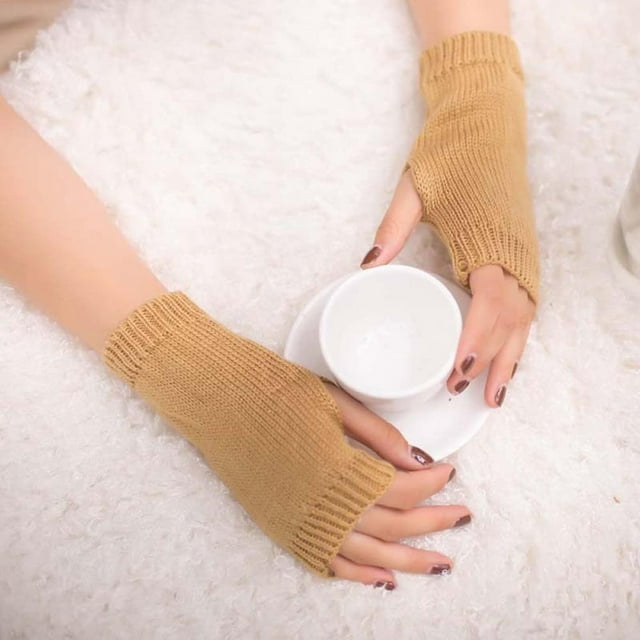 Gants d'Hiver Tricotés Sans Doigts pour Femmes et Filles, Doux et Chauds