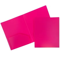 JAM Paper Heavy Duty Plastic 2 Pocket School Folders, Fuchsia Hot Pink, 3/Pack