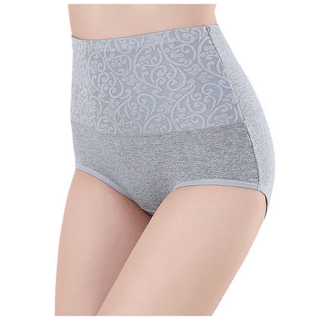 Fulorrnie Underwear for Women Plus Size High Waist Breathable Comfort Panties Briefs Moisture Wicking Elastic Panty Grey XXXXL
