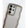 thumbnail image 6 of Compatible for Galaxy S21 Ultra Case 6.8",Curly Wave Design Transparent Shiny Case Cute Clear Transparent Shockproof Bumper Protection Soft Phone Cover Case for Women Girls Men,Clear/Black, 6 of 17
