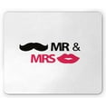 thumbnail image 1 of Wedding Mouse Pad, Funny Stencil Art Lips Moustache Mr and Mrs Retro Design Art Print, Rectangle Non-Slip Rubber Mousepad, Black Pink White, by Ambesonne, 1 of 2