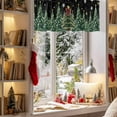 thumbnail image 3 of Merry Christmas Valances for Windows, 42 x 18in, Fantasy Xmas Trees Stars Winter Snowflakes Black Rod Pocket Kitchen Valance Curtain Light Filtering Window Treatments for Living Room Bedroom, 1 Panel, 3 of 7