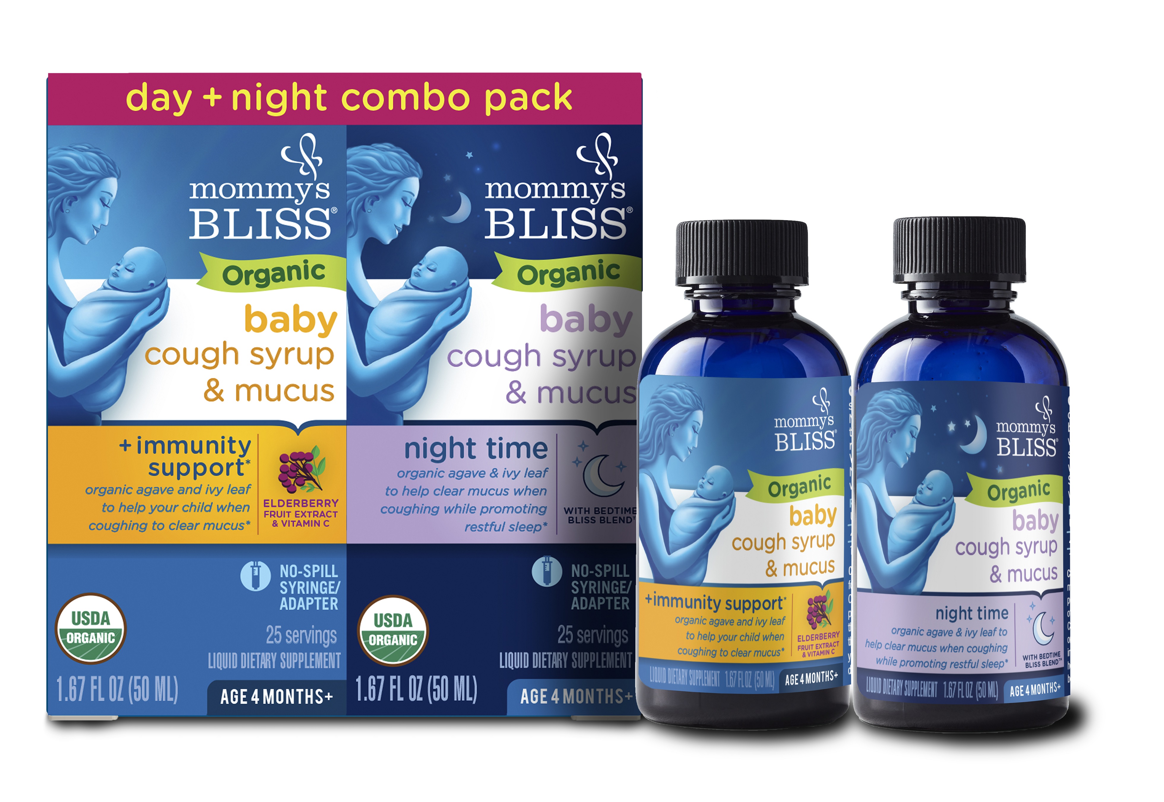 Mommy's Bliss Organic Day + Night Organic Cough Syrup, Age 4 Months+