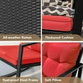 thumbnail image 3 of RONG-3 3 Piece Rocking Bistro Set Wicker Patio Outdoor Furniture Porch Chairs Conversation Sets with Glass Coffee Table，Red, 3 of 10