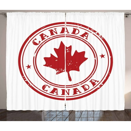 Canada Curtains 2 Panels Set Rubber Stmap Print With Canadian