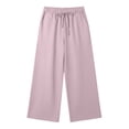 thumbnail image 7 of Girls Pants Summer Elastic Waist Wide Leg Pants Lightweight Flowy Boho Beach Vacation Lounge Trousers, 7 of 7