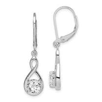 Primal Silver Sterling Silver Rhodium-plated 6mm Cubic Zirconia Teardrop Leverback Earrings