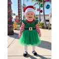 thumbnail image 5 of RUINIXCW Toddler Girl Christmas Dress Long Sleeve Tulle Dress Elf Costume with a Hat, 5 of 8