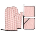 thumbnail image 1 of Oven Mitts and Pot Holders Set, Baking 4-Piece Set for Kitchen for Outdoor BBQ Mitts Heat Resistant Cooking, Pink Abstract Stripes Pattern, 1 of 8