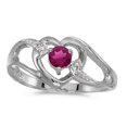 thumbnail image 1 of 10k White Gold Round Rhodolite Garnet And Diamond Heart Ring, 1 of 1