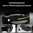 thumbnail image 5 of Linterna frontal LED impermeable y recargable por USB, linterna frontal ligera con sensor de movimiento para correr, pescar, hacer senderismo y andar en bicicleta., 5 of 5