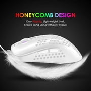 Zendure Mini Ultralight Wired Gaming Mouse 4 Kinds RGB Backlit 4 Levels Adjustable Lightweight Honeycomb Shell Mice for PC Gamers Xbox PS4 White