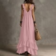 thumbnail image 6 of Ovbmpzd Shift Casual Summer Dresses for Women Maxi Pink Elegant Ruffle Dresses V-Neck Sleeveless Casual Dresses Casual Dresses,L, 6 of 6