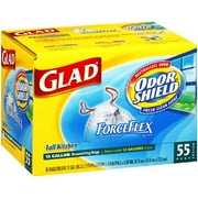 Glad ForceFlex OdorShield 13 Gallon Drawstring Tall Kitchen Trash Bag, 55 Pack