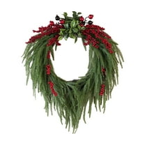 WEGFTDUOP 23.62Inch Winter Wreaths For Front Door Large Christmas Wreath Artificial Green Wreath For Front Door Window Walls Christmas Decor Indoor Outdoor Home