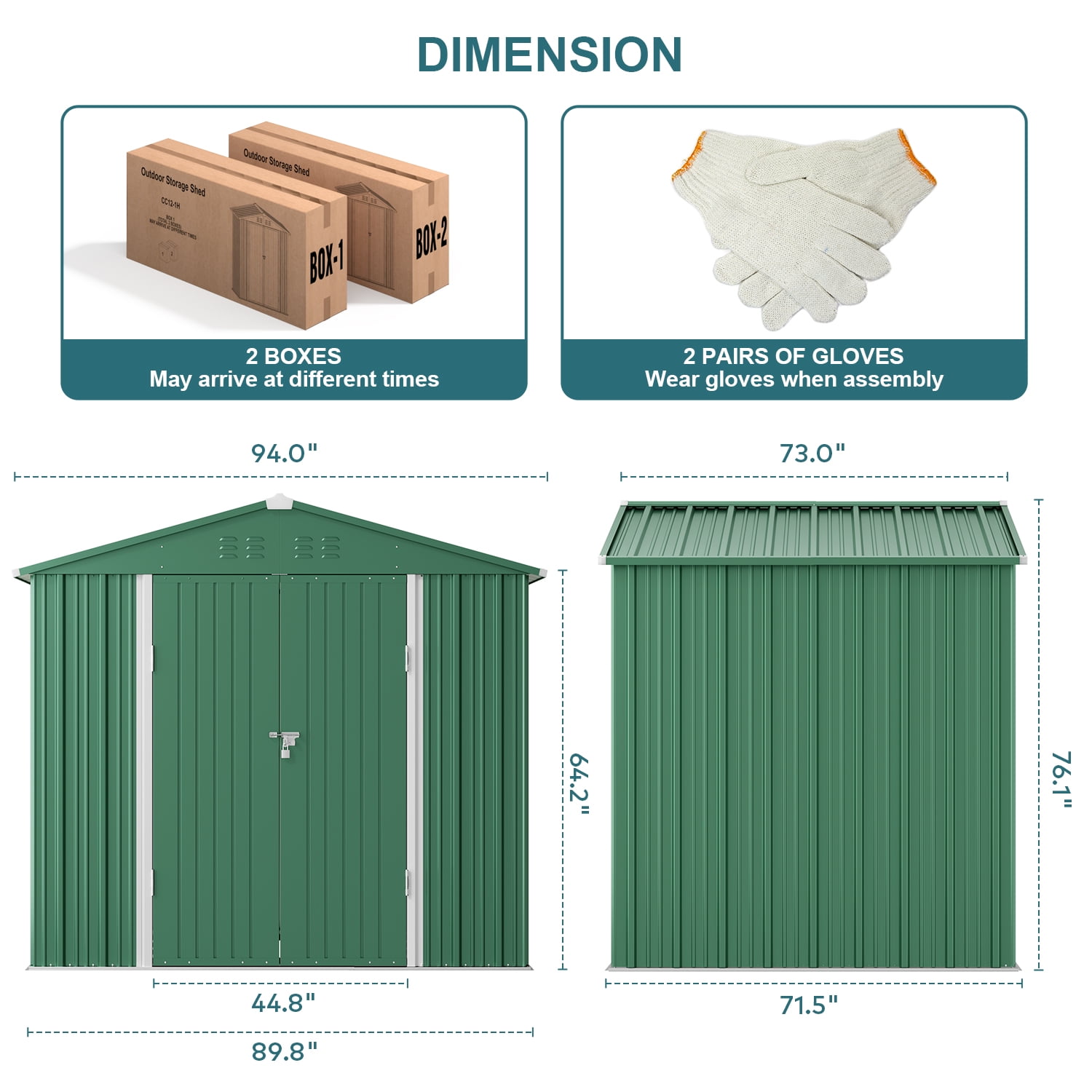 Storage Shed, Lofka 8x6 FT All-Weather Metal Shed with Lockable Doors, Waterproof & Rust-Resistant for Outdoors, Green