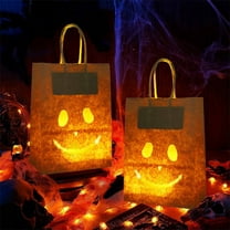 AuroraX 2 Pcs Decorations Battery Operated Ghost Lighted Trick Or Treat Bags with Handle Room Halloween Outdoor Indoor