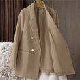 thumbnail image 6 of Yigetop Spring Blazer Women 2025 Women's Casual Solid Color Suit Jacket Lapel Keep Warm and Slim Loose Long Sleeve Fashion Cardigan Coat Blazer Dress for Women Khaki XL, 6 of 7