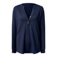 thumbnail image 4 of Long Sleeve Shirts for Women Button Up V-Neck Fashion Jacquard Solid Color Blouses 2025 Fall Dressy Casual Loose Tunic Tops, 4 of 5
