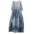 thumbnail image 1 of QIPOPIQ Robe Longue Bohème d'Été pour Femme Col Rond Manches Mi-Longues Robe Maxi Fluide avec Ceinture Liquidation, 1 of 9