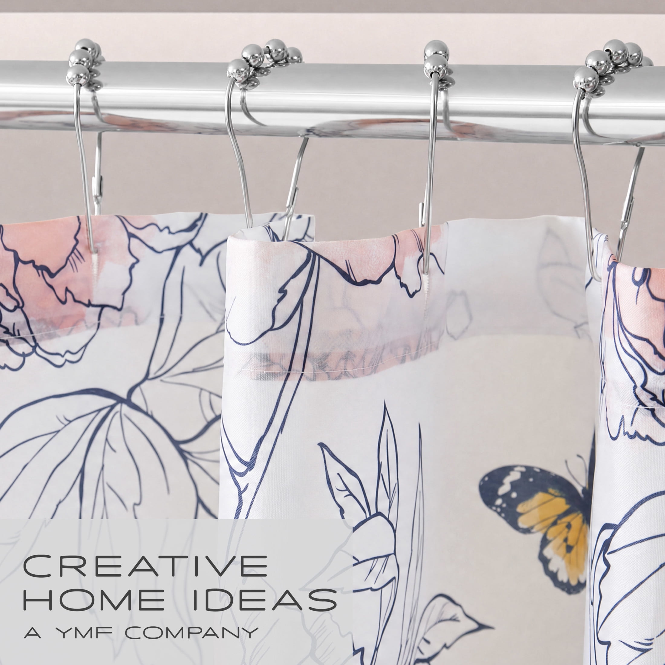 CHI Summer Bird Shower Curtain with Hooks and Rugs Modern Washable 72" W x 72" L 15-Piece Set