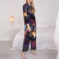 thumbnail image 3 of Lsque Colorful Wolf Head Pattern Long Sleeve Pajama Set for Women - Soft 2-Piece Sleepwear and Loungewear Set with Pockets, Comfy Nightwear-Small, 3 of 7