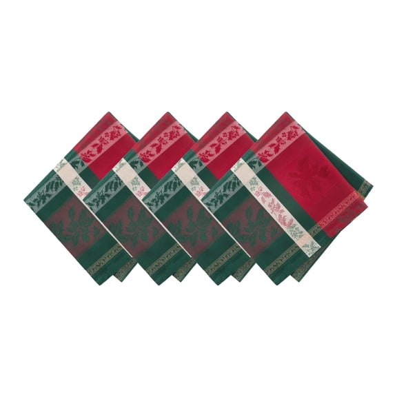 Elrene Home Fashions Merry and Festive Jacquard Napkins, Set of 4, Multicolor, 17" x 17"