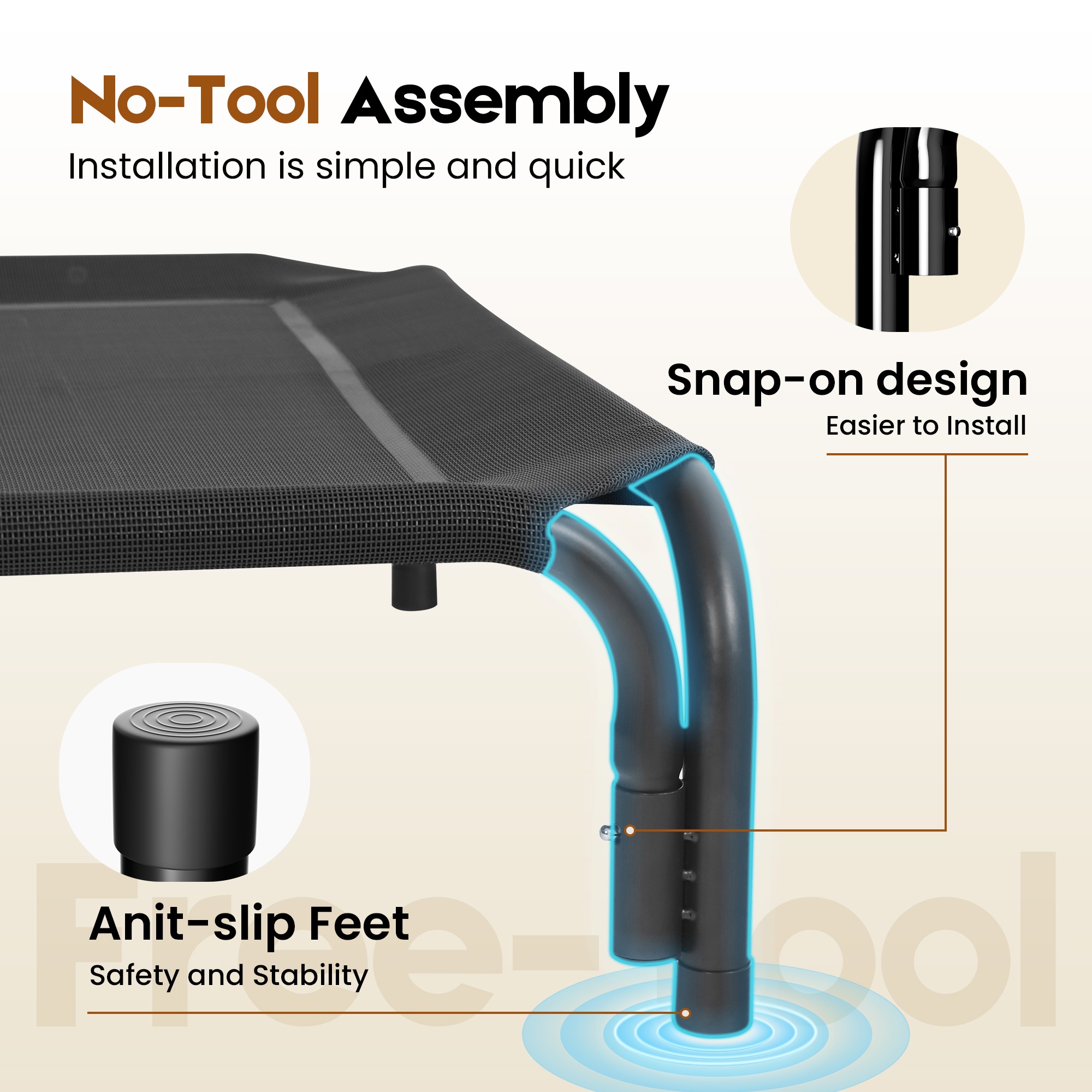 SOLESPIT Cooling Elevated Dog Bed Large 43x32 Black photo 8