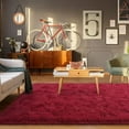 thumbnail image 2 of Homore Cute Fluffy Velvet Carpet Soft Washable Area Rugs for Bedroom/ Living Room Decoration,8'x10',Wine Red, 2 of 6