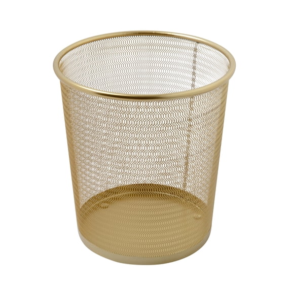 Martha Stewart Ryder Gold Mesh Metal Trash Can, 4.5 Gallon, Wastebasket for Office
