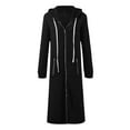 thumbnail image 5 of Breezora Women's Long Cardigan Coat with Zipper and Pockets Button Front Loose Fit Duster Outerwear XXL Size Black, 5 of 6