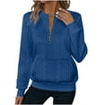 thumbnail image 1 of Mceream Chandails Matelassés pour Femmes à Fermeture Éclair Col Rond Manches Longues Texturés Unis avec Poches Décontractés Amples Mode Automne Hiver Tuniques Grandes Tailles Bleu G, 1 of 7