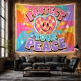 thumbnail image 6 of Smiling Checkered Heart Among Rainbow Swirls, Playful Retro for Self-Care Enthusiasts, Motivational Wall Art, Housewarming Gift, Tapestry Wall Hanging for Bedroom and Dorm, 6 of 7