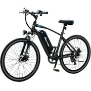 Narrak Electric Mountain Bike for Adults 26" Step-Over Commuting Ebike for Men Women with Peak Power 540W, 374WH Removable Battery, LCD Display, 7 Gears & Front Shock Absorber (Step Over - Black)