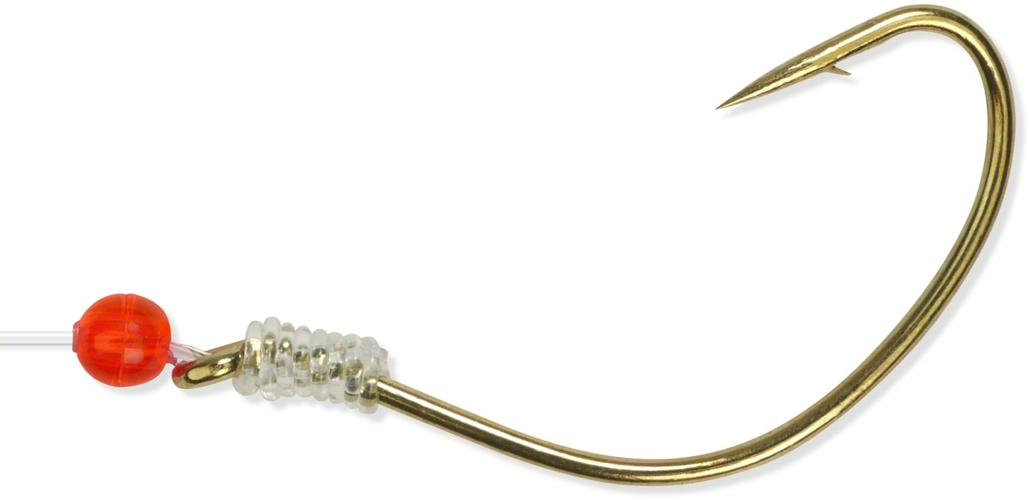 Bear Paw SWKG3/0 Gold Kahle Widebend Snelled Hook / 36" of Mono