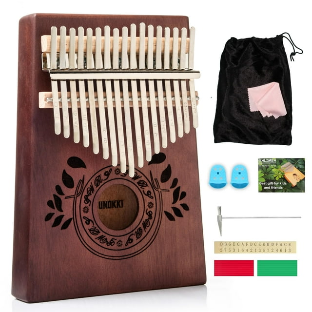 Piano Kalimba UNOKKI de 17 teclas, color caoba, con accesorios