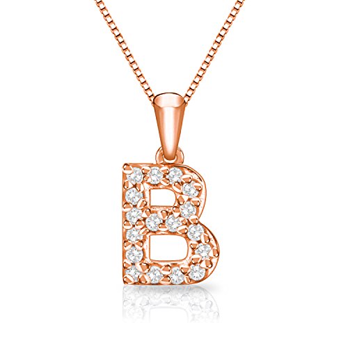14K Rose Gold Letter B Diamond Initial 