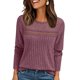 thumbnail image 3 of Camisa de Larga con Encaje para Mujer, Top de Otoño, Moda Elegante, Informal, Tipo Túnica, Suéter, Ropa de . Púrpura S, 3 of 8