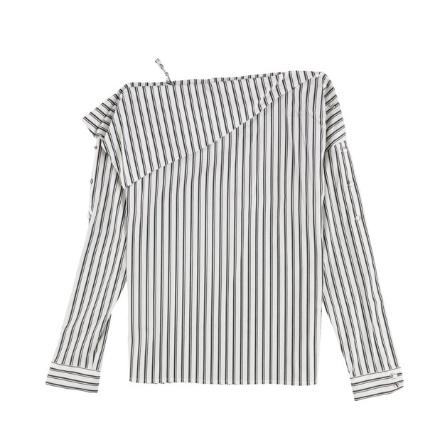 Blusa de un hombro a rayas bar III para mujer blanco XS