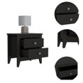 thumbnail image 4 of FM FURNITURE Breeze Four-Legged Modern Bedroom Nightstand, with Two Drawers - Black, 4 of 4