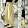 thumbnail image 2 of LRen Girls Sweatpants Kids Girls Trendy Wide Leg Baggy Cute Y2k Solid Color Loose Pants Trendy Spring Winter Trackpants Preppy Back To School Clothes for Girls, 2 of 9