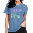 thumbnail image 2 of Tittly T Shirts for Women Spring Tops for Women Women's Read Print Loose Casual Long Sleeved T Shirt Graphic Tees Tshirts Shirts Light Blue XXL, 2 of 5