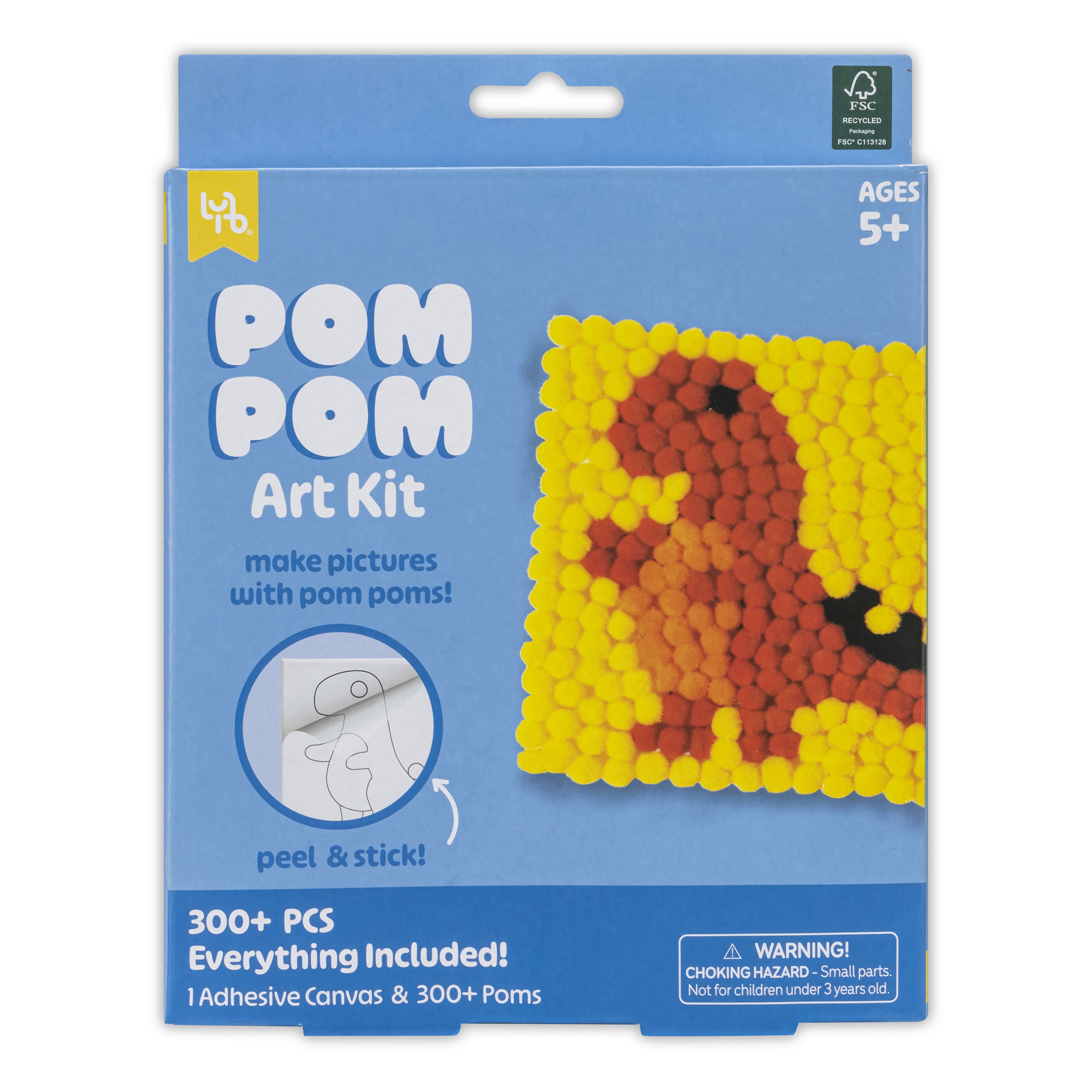(2 pack) Little Yellow Bicycle Pom Pom Dinosaur Art Kit