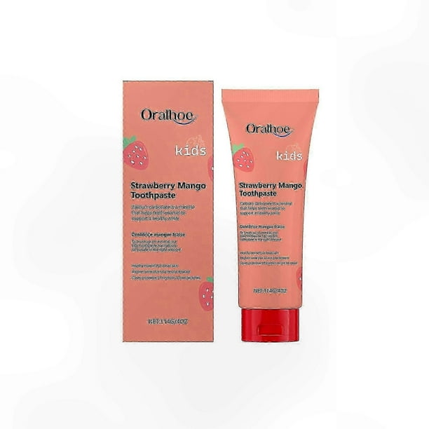 Children's Toothpaste with Strawberry Mango Taste - Hydroxyapatite and Silica for Sensitive Gums and Brightening Teeth, 114g/4oz Tube
