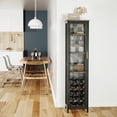 thumbnail image 3 of VECELO Freestanding Wine Rack with Mesh Door, 18 Bottles Storage Capacity with Wine Glass Holder Rack, Industrial 9 Tier Display Shelves for Home Bar, Old School, 3 of 9